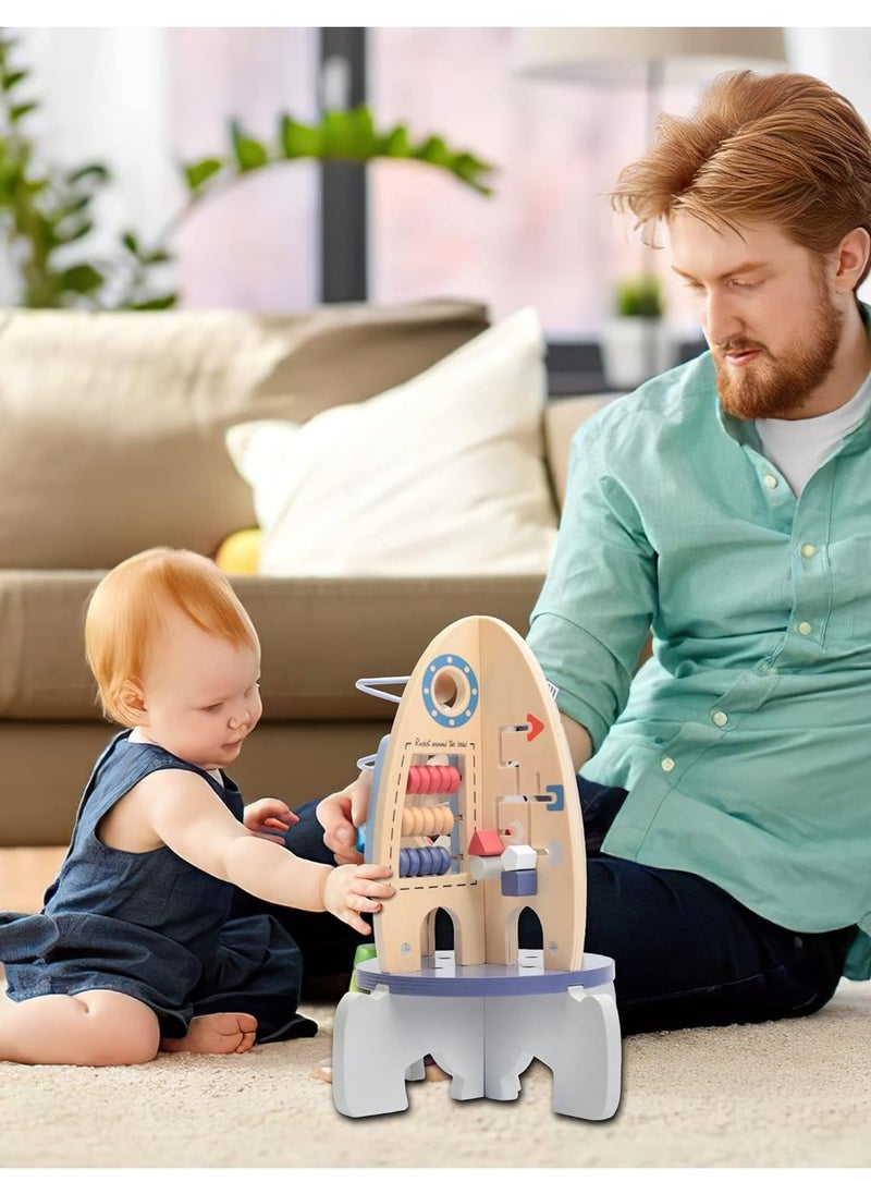 BAYBEE Wooden Toys Activity Cube, Themed Toys for Toddlers/kids for 1-3 Year Old, Montessori Toy Game, Bead Maze, STEM Developmental - Learning and Educational Toys Birthday Gifts for 1 Year Old Boys / Girls  - Image 3