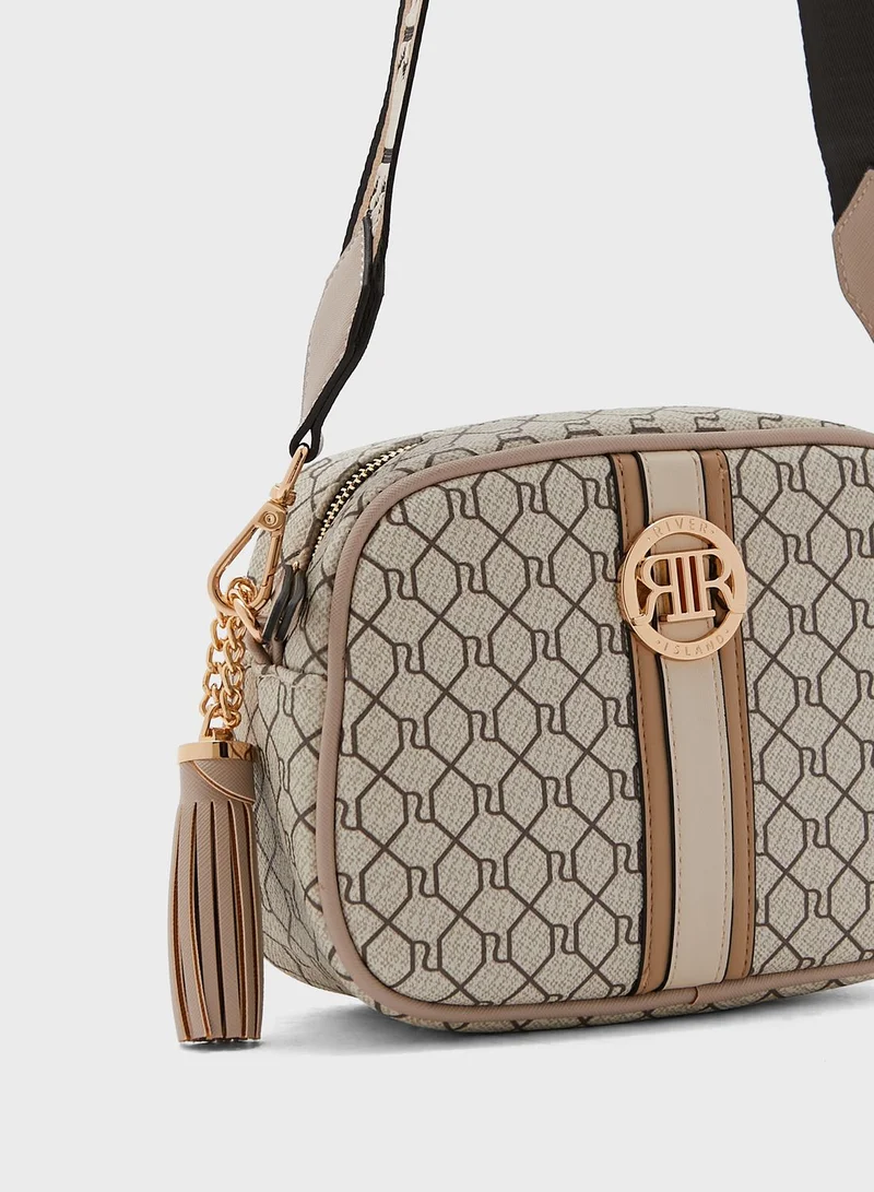 RIVER ISLAND Mgram Webbing Crossbody