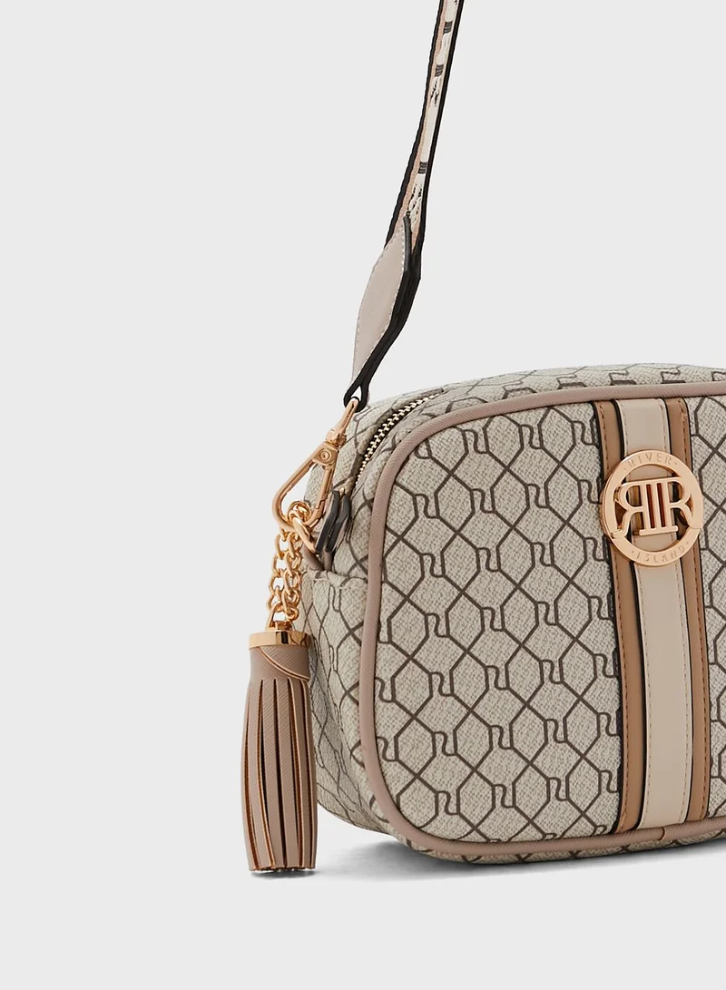 RIVER ISLAND Mgram Webbing Crossbody