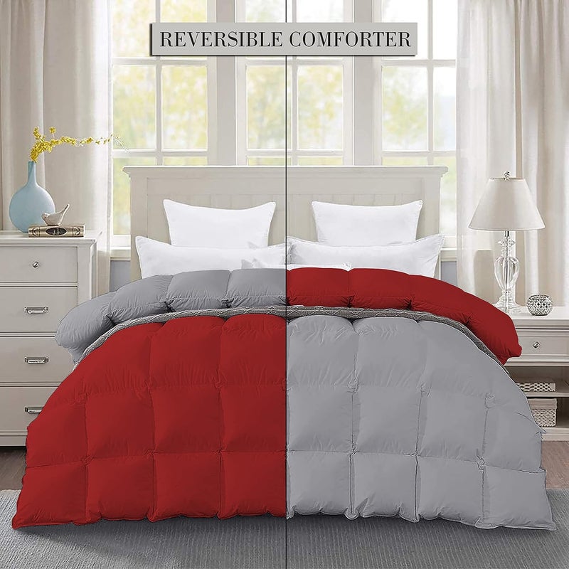 Filbert Premium 300 GSM Comforter Super Soft Fluffy Revesible Comforter 92 x 106 Inches233cm x 269cm King Size ComforterSilverBurgundy - Image 2