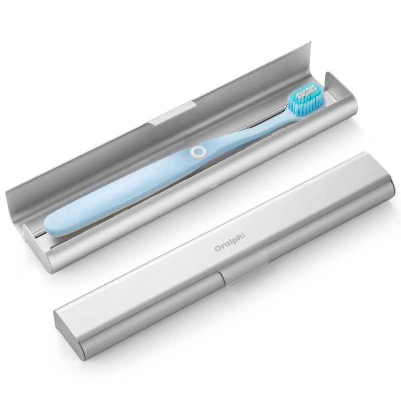 Oralphi Aluminum Toothbrush Travel Case, Portable Travel Toothbrush Holder, Durable Manual Toothbrush Box Container for Traveling, Bathroom, Camping, Business Trip-1Pack Silver - Image 1