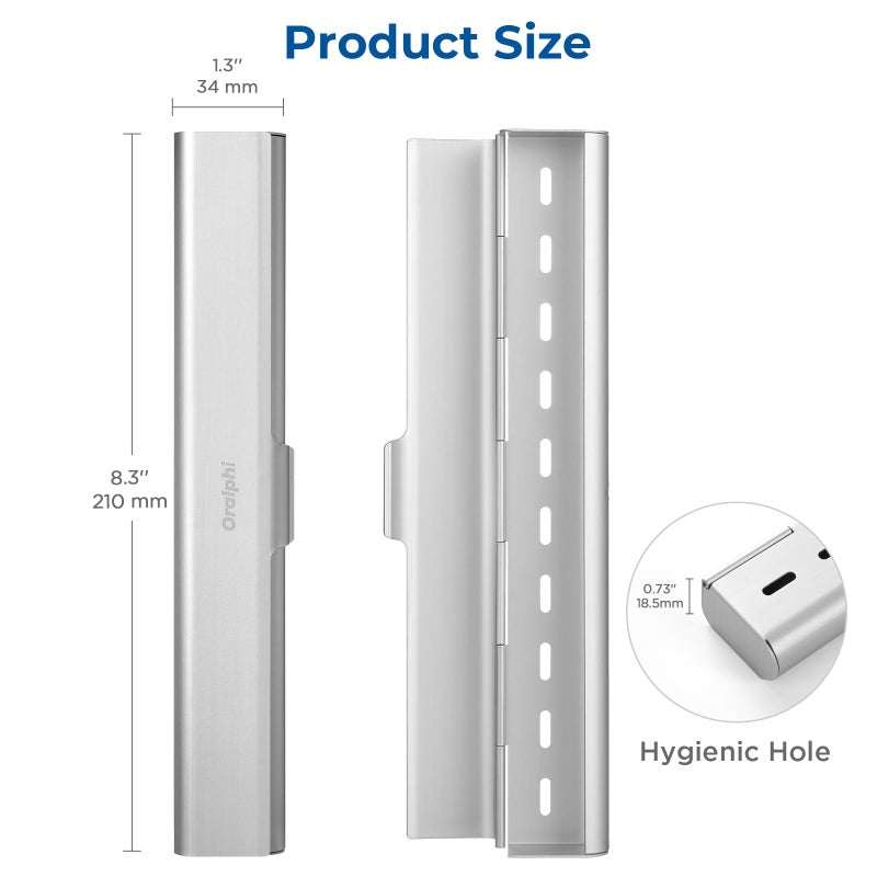 Oralphi Aluminum Toothbrush Travel Case, Portable Travel Toothbrush Holder, Durable Manual Toothbrush Box Container for Traveling, Bathroom, Camping, Business Trip-1Pack Silver - Image 4