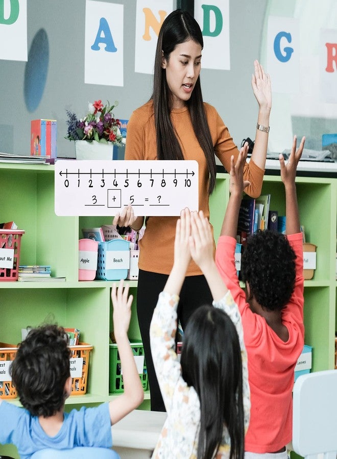 هينويسو ٨ ألواح بيضاء قابلة للمسح الجاف مع ٨ ممحاة قابلة للمسح الجاف، مقاس ٤ × ١٤ بوصة، لوح أبيض مزدوج الجوانب قابل للمسح الجاف للأطفال، خطوط أعداد للطلاب، أدوات تعليمية رياضية للوازم المدرسية - Image 3