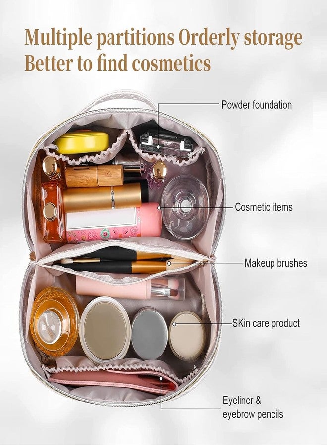VAVSU Travel Cosmetic Bag Large Capacity Makeup Bags Portable Travel Cosmetic Bag Waterproof Leather Organizer Multifunctional Storage Travel Toiletry Bag (Design 2, Pink) - Image 2
