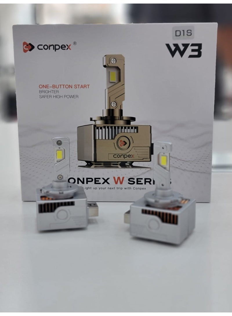 Conpex W3 LED Headlight Bulbs – High Power Series, 6000K White, 11068 Input Power, 11000LM Super Bright, 30,000Hr Lifespan, –40°C to +105°C Operating Temperature, Plug & Play Headlamp Upgrade for Cars & Motorcycles (2PCS) - Image 1