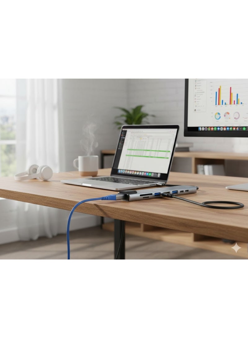 epicarma 8-in-1 USB-C Hub Adapter with 4K HDMI, 87W Power Delivery, RJ45 Ethernet, Dual USB-A & USB-C, SD/TF Card Reader – Type-C Docking Station for Laptop, MacBook, PC & Tablet - Image 5