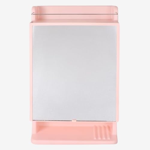 BRANCO Bathroom Cabinet with Mirror | Storage Organiser | Strong Plastic Bathroom Shelves Wall Mounted | Mirror Cabinet (Pink) - Image 1