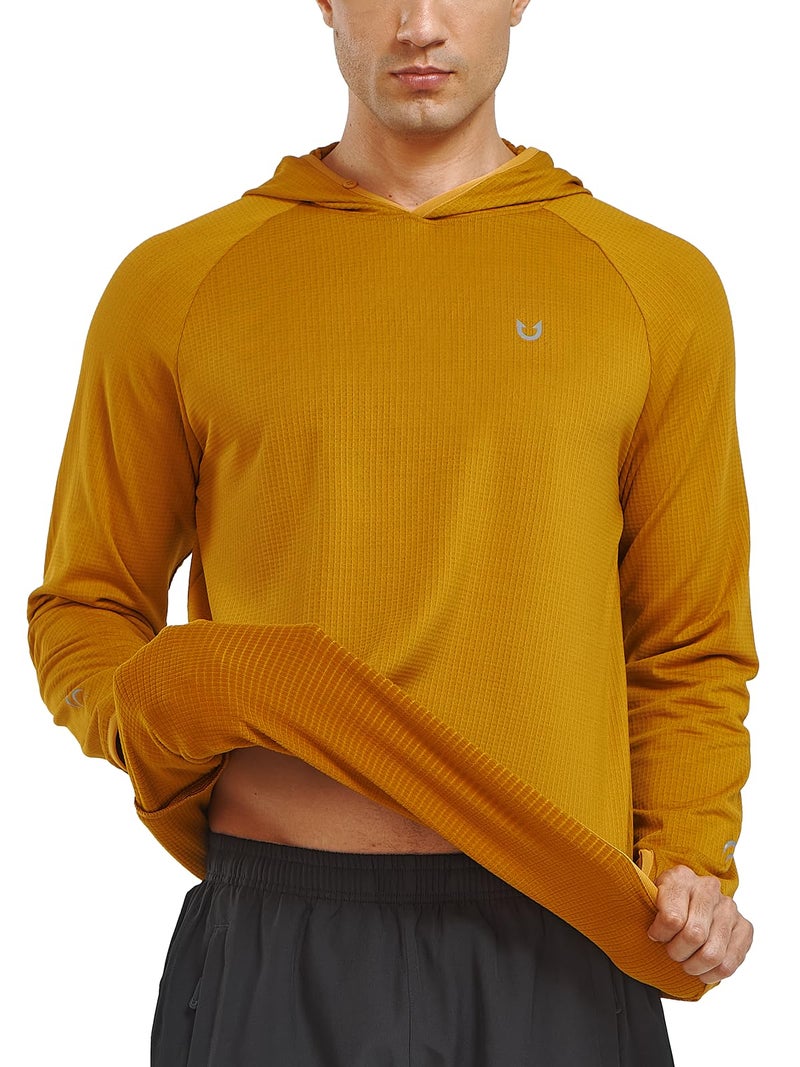 NORTHYARD Men's Running Hoodie Lightweight Fleece Workout Pullover Long Sleeve Cold Weather Hooded Sweatshirts Athletic Gym BROWN L - Image 2