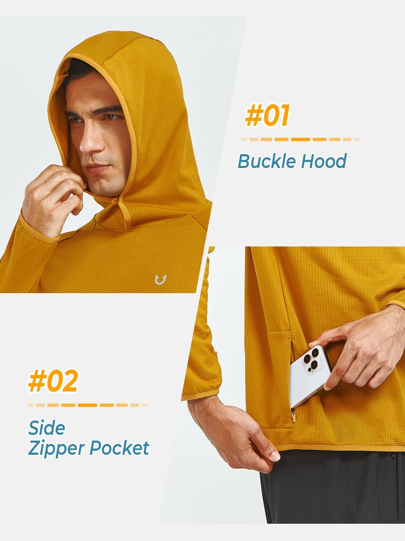NORTHYARD Men's Running Hoodie Lightweight Fleece Workout Pullover Long Sleeve Cold Weather Hooded Sweatshirts Athletic Gym BROWN L - Image 5