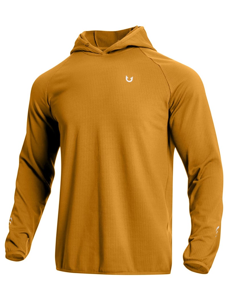 NORTHYARD Men's Running Hoodie Lightweight Fleece Workout Pullover Long Sleeve Cold Weather Hooded Sweatshirts Athletic Gym BROWN L - Image 1