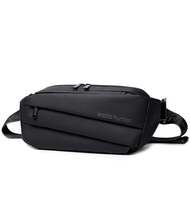 أركتيك هانتر Unisex Chest Bag Water Resistant Polyester Crossbody Travel Hiking Outdoor Shopping bag for Men and Women, YB00029, Black