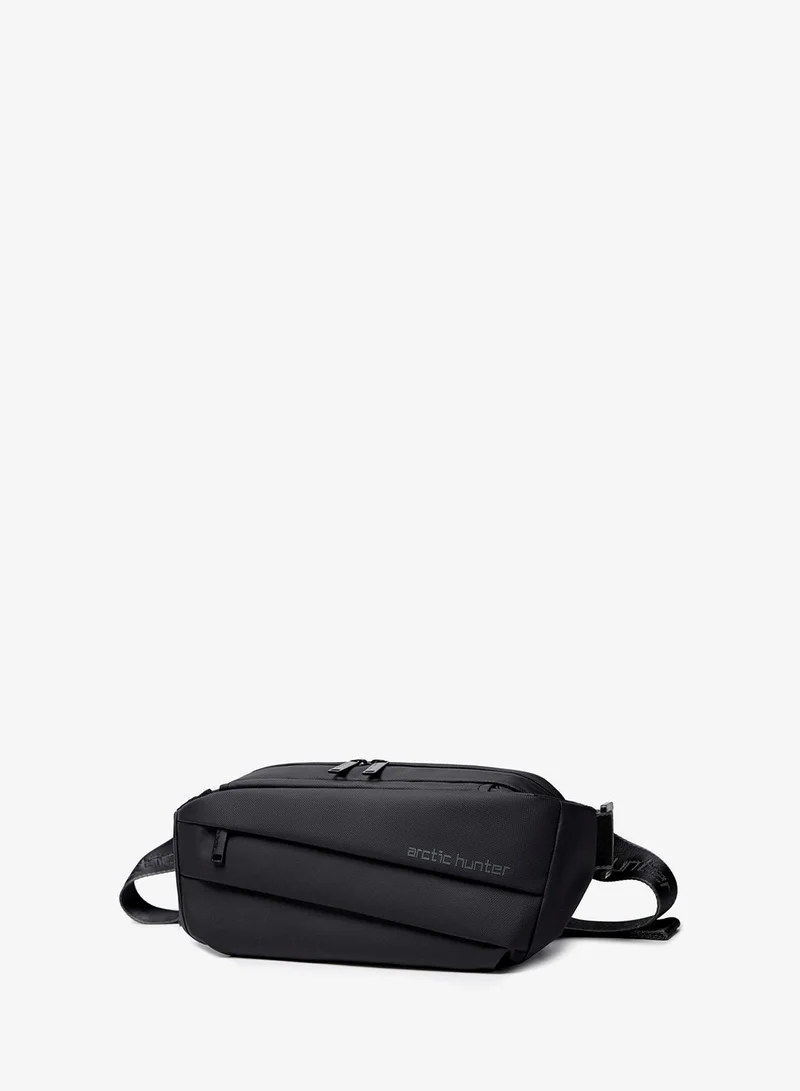 أركتيك هانتر Unisex Chest Bag Water Resistant Polyester Crossbody Travel Hiking Outdoor Shopping bag for Men and Women, YB00029, Black