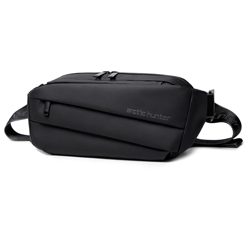 أركتيك هانتر Unisex Chest Bag Water Resistant Polyester Crossbody Travel Hiking Outdoor Shopping bag for Men and Women, YB00029, Black