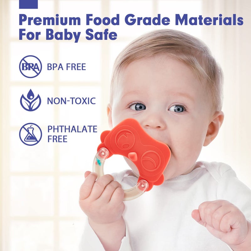 hahaland Baby Toys 0-6 Months - Baby Rattles Teething Toys 3-6 Months, Newborn Infant Toys 6-12 Months, Teether Grasping Shaker Toy Baby Gifts 6 5 4 3 Month Old Must Haves Stocking Stuffers for Babies - Image 3