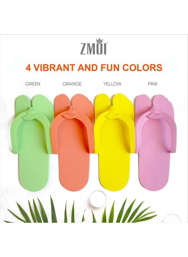 ZMOI Disposable Pedicure Slippers 24 Pairs Anti-Slip - EVA Foam One Size Fits All Flip Flops - Comfortable and Safe - Fun Colors Ideal Spa, Nail Salon - Image 2