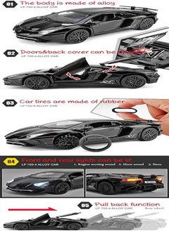 General Lamborghini LP 750-4 Toy Car Collection Alloy Die Cast Car Model with Lights and Sounds  - Image 5