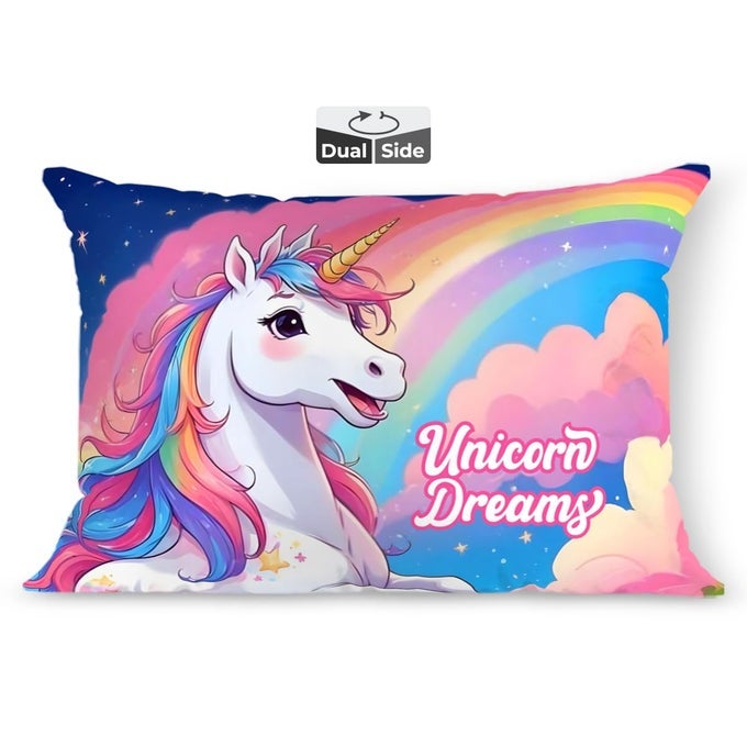 BABY KIDS PILLOW CUSHION FOR 3 YEARS TO 8 YEARS SUPER SOFT FABRIC UNICORN ANIMAL CARTOON PRINTS 12X18 INCHES DESIGN 10