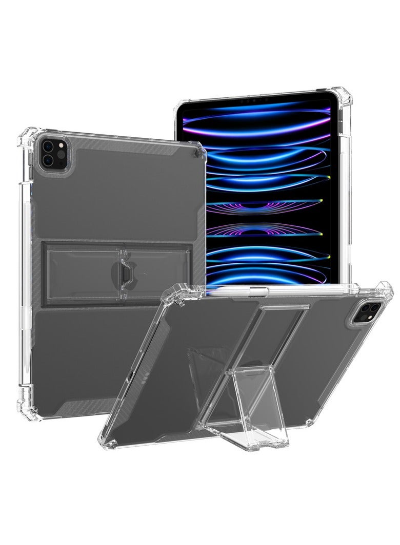 general For Apple iPad Pro 11-Inch Case 2024 Release - Soft Silicone(TPU) Case with [Built-in Stylus Holder & Foldable Kickstand] Clear Back Cover Protective Durable Simple Basic Case - Image 1
