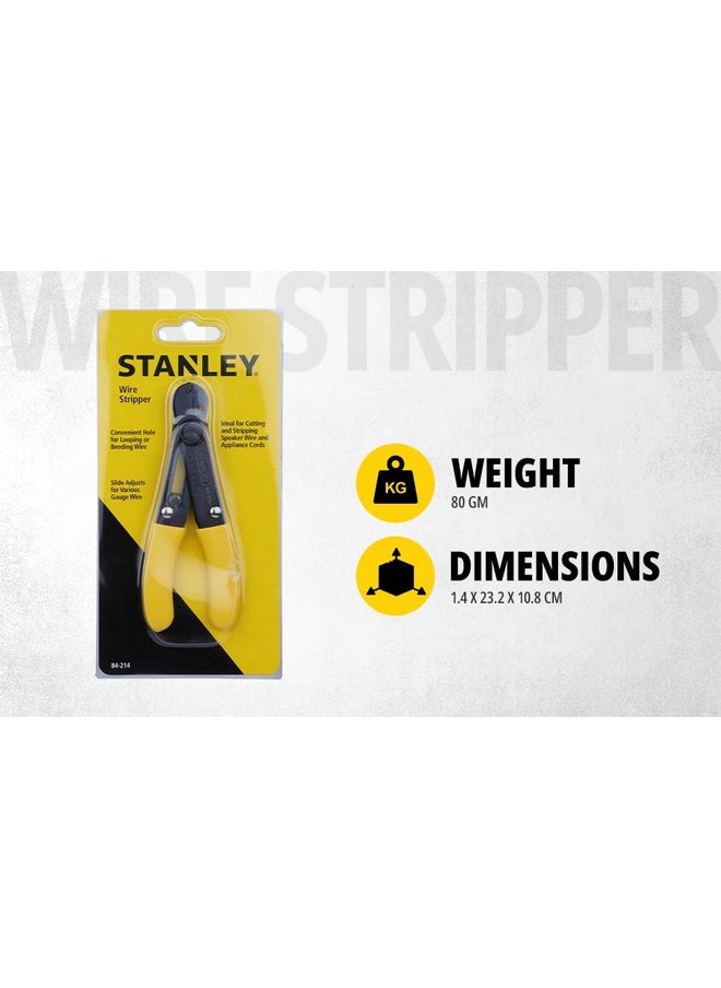 Stanley STANLEY 84-214-22 5.25'' 130 mm Wire Stripper Ideal for Cutting, Stripping Speaker Wires & Appliance Cords for Home, DIY & Professional Use, YELLOW & BLACK  - Image 2