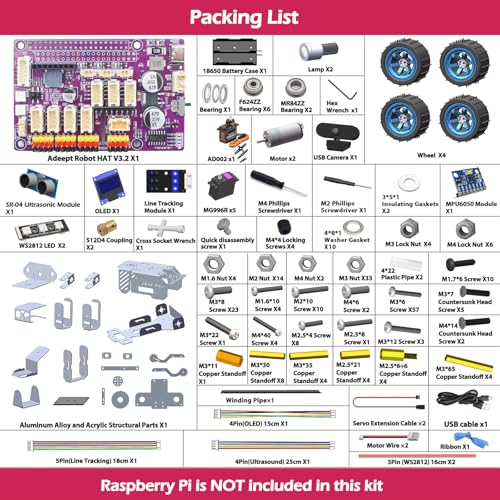 Adeept PiCar Pro V2 Smart Robot Car Kit with 4DOF Robotic Arm for Raspberry Pi 543Pi NOT Included Programming Educational STEM Project Robotics Obstacle Avoidance Line Tracking USBC Charging - Image 5