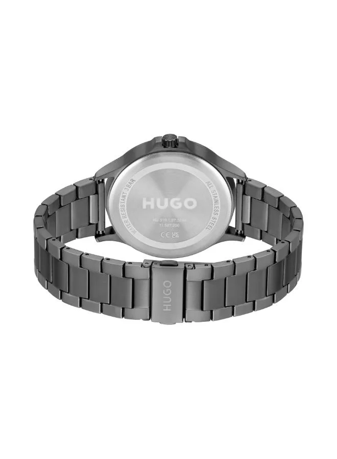 HUGO Men's Multifunction Watch, Grey Dial, Grey Stainless Steel Strap