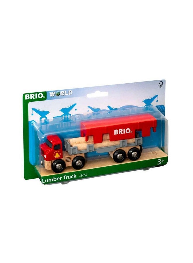 BRIO World 33657 - Lumber Truck | 6-Piece Wooden Toy Train Set | Ideal for Kids Ages 3 and Up | Made with Sustainable Wood | Magnetic Crane Compatible - Image 1