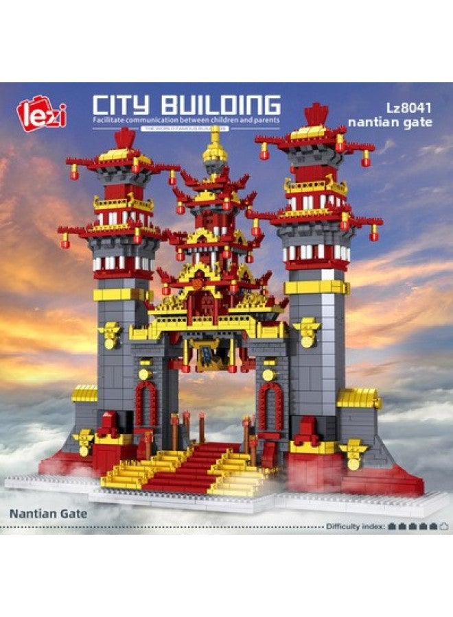 LZ Lezi Small Particle Educational Diamond Assembled Children's DIY Toy Building Blocks 8002-8031 Building Series-Color:Nantianmen Gate, LZ-8041-Specifications:8.5*8.5*8.5cm  - Image 1