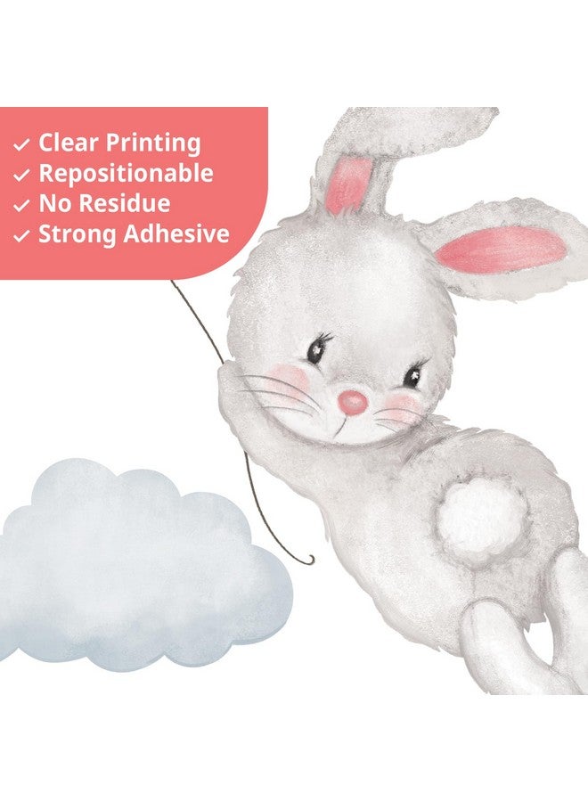 DECOWALL SG2-2408 Animal Hot air Balloon Balloons Wall Stickers Decals Flowers Elephant Bear Baby Nursery Bedroom Girls Toddler Pink Room Home Décor Decorations Kids Fox Rabbit Peel and Stick - Image 5