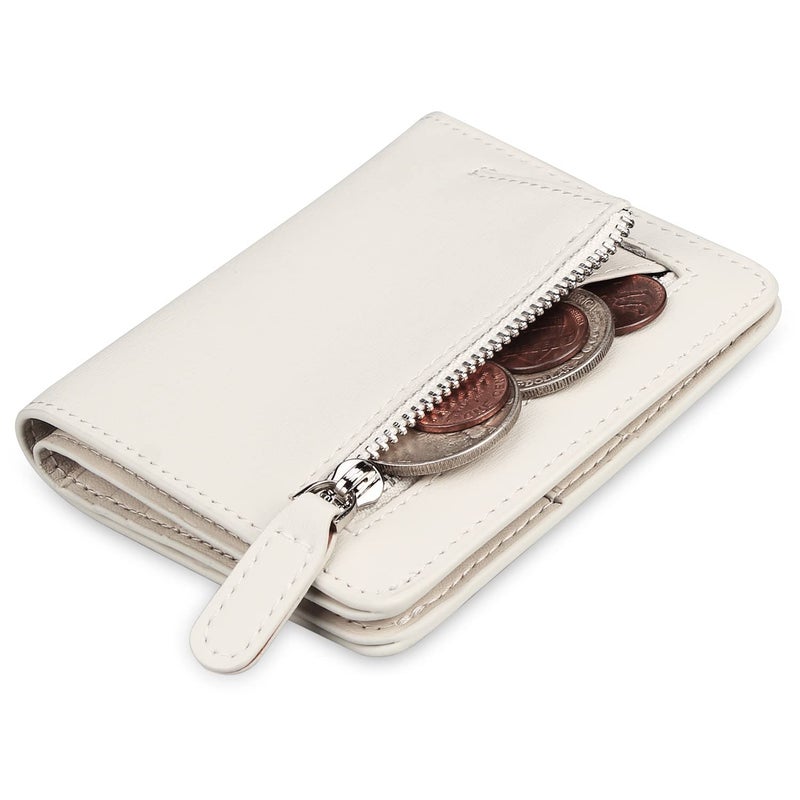 FT FUNTOR FUNTOR Leather Wallet for Women, Ladies Small Compact Bifold Pocket RFID Blocking Wallet for Women, white - Image 3