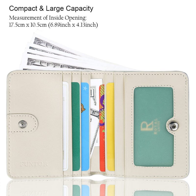 FT FUNTOR FUNTOR Leather Wallet for Women, Ladies Small Compact Bifold Pocket RFID Blocking Wallet for Women, white - Image 2