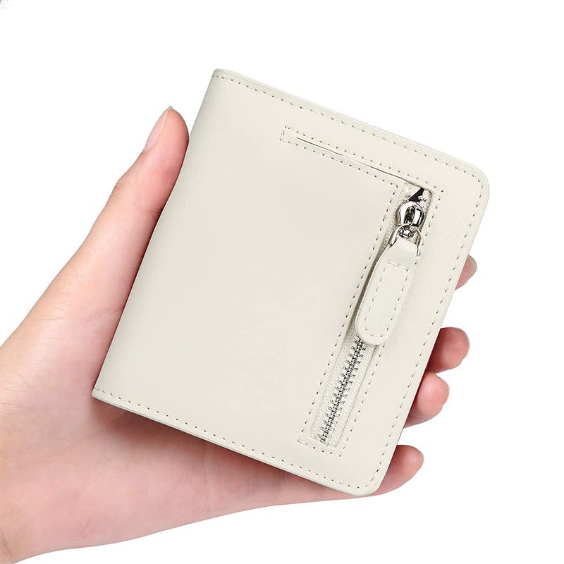 FT FUNTOR FUNTOR Leather Wallet for Women, Ladies Small Compact Bifold Pocket RFID Blocking Wallet for Women, white - Image 4