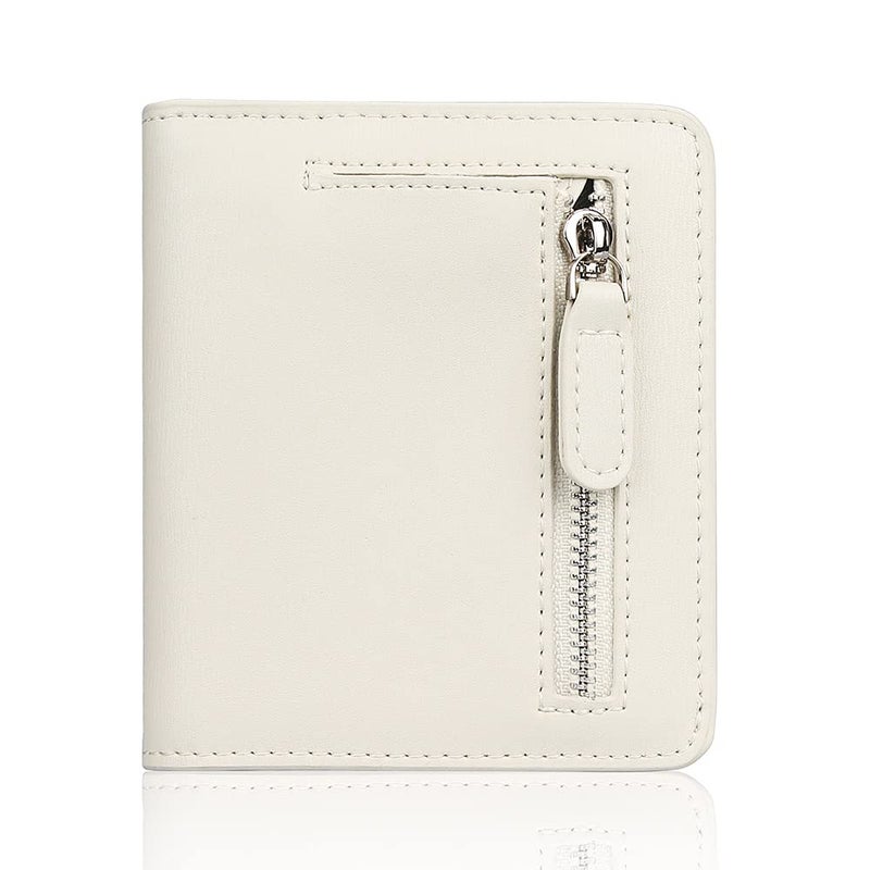 FT FUNTOR FUNTOR Leather Wallet for Women, Ladies Small Compact Bifold Pocket RFID Blocking Wallet for Women, white - Image 1