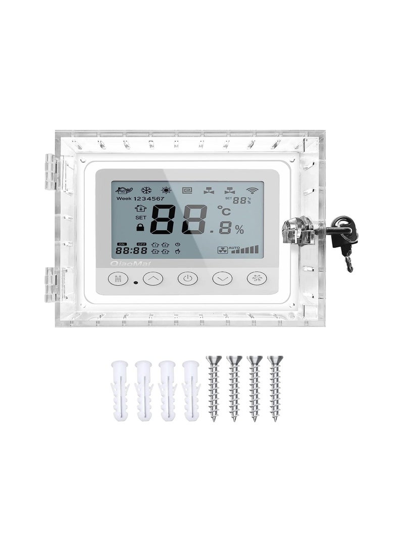 Universal Thermostat Lock Box with Key, Clear Thermostat Guard for Wall, Thermostat Cover with Lock Fits Thermostats 6.5"H x 4.72"W x 1.65"D or Smaller (1 Set) - Image 1