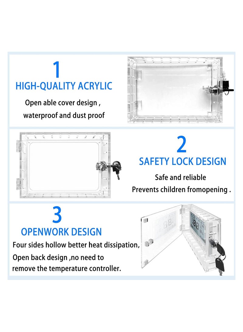 Universal Thermostat Lock Box with Key, Clear Thermostat Guard for Wall, Thermostat Cover with Lock Fits Thermostats 6.5"H x 4.72"W x 1.65"D or Smaller (1 Set) - Image 4