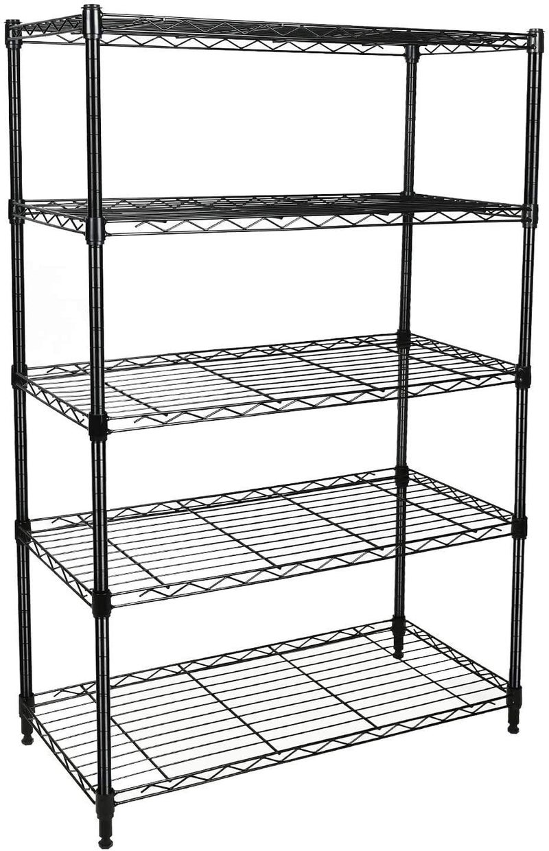 Simple Deluxe Heavy Duty 5-Shelf Storage Shelving Unit, 1250lbs Loading Capacity, 29.92" D x 13.98" W x 61.09" H, Black - Image 1