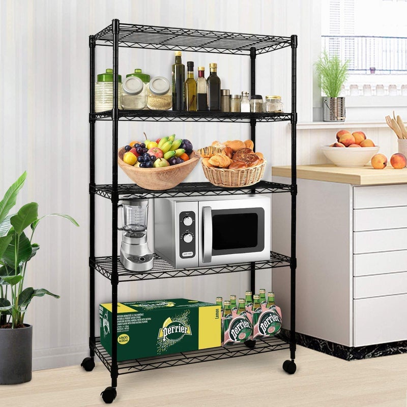 Simple Deluxe Heavy Duty 5-Shelf Storage Shelving Unit, 1250lbs Loading Capacity, 29.92" D x 13.98" W x 61.09" H, Black - Image 5