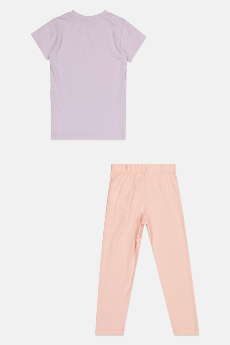 Disney Junior طقم نوم للبنات الصغيرات مكون من قطعتين تي شيرت بأكمام قصيرة وطباعة ميني، متعدد الألوان - Image 2