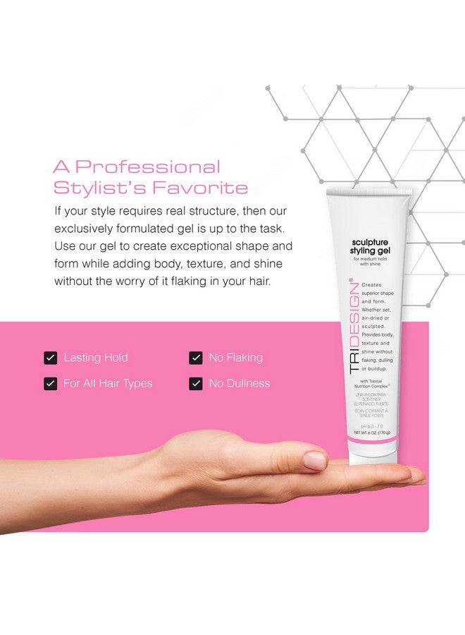 TRIDESIGN Tri Sculpture Hair Styling Gel Strong Hold Hair Gel For Men & Women No Hair Flakes To Different Style & Types Of Hair Have That Wet Look Style Curl Or Add Texture Look 6 Fluid Ounce  - Image 4