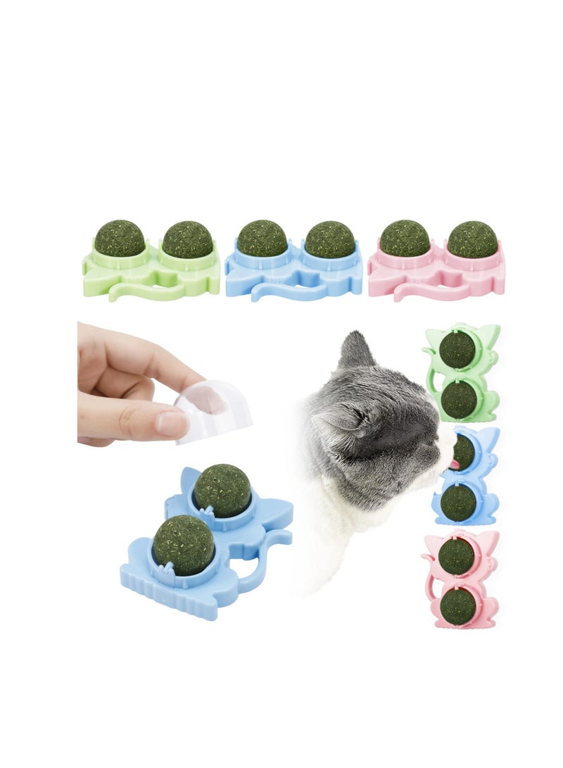 Excefore Catnip Wall Toys, 3 Pcs Rotatable Catnip Lickable Balls, Safe Healthy Kitten Chew Toys, For Indoor Kitten Lick Chew Toy Cat Bite Toy, Cat Wall Treats for Teeth Cleaning Relieve Cat Anxiety - Image 1
