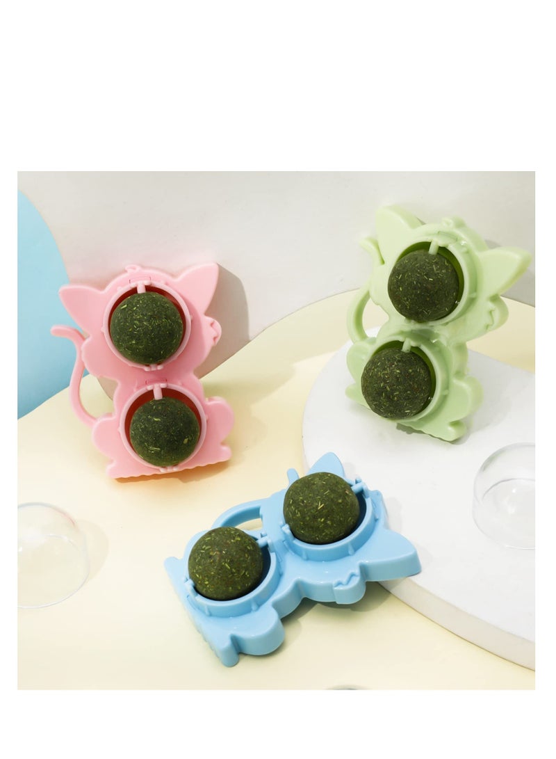 Excefore Catnip Wall Toys, 3 Pcs Rotatable Catnip Lickable Balls, Safe Healthy Kitten Chew Toys, For Indoor Kitten Lick Chew Toy Cat Bite Toy, Cat Wall Treats for Teeth Cleaning Relieve Cat Anxiety - Image 3