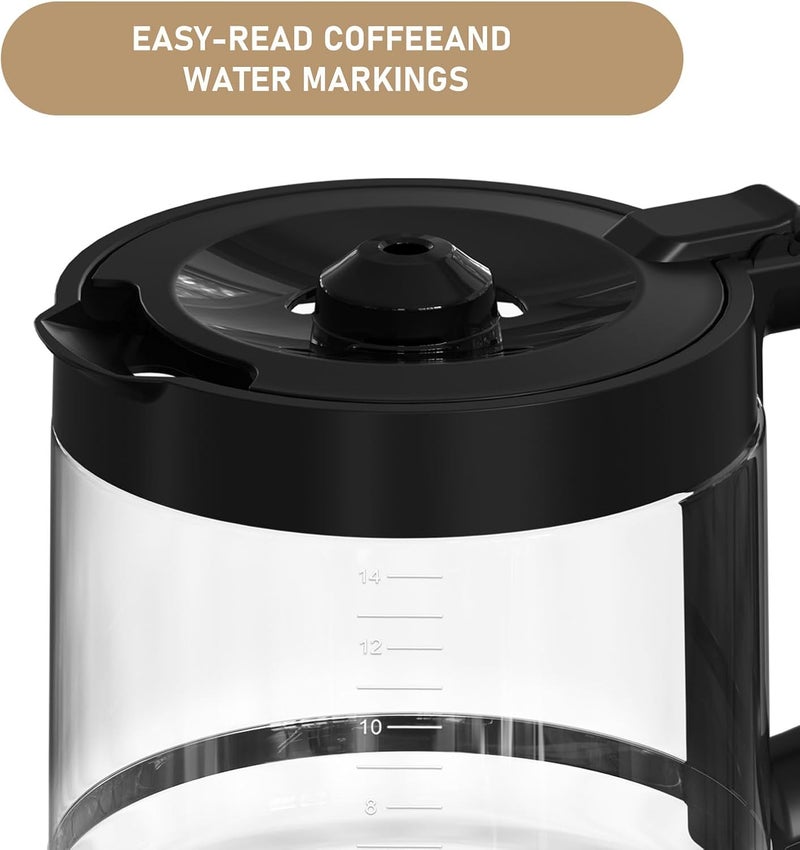 Shonshon 14 Cups Coffee Maker Carafe Replacement Pot, Coffee Jug Compatible with Mr. Coffee 14-Cups Programmable Coffee Maker, 1 Pack - Image 3