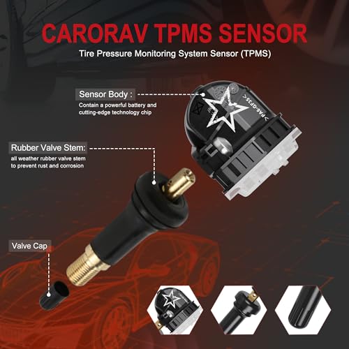 CARORAV TPMS Sensor GM,Tire Pressure Monitoring System fit for GM Buick Chevy Silverado Cadillac GMC,315MHZ OE Replaces#13598771,13598772,13586335,13581558,4-Pack - Image 5
