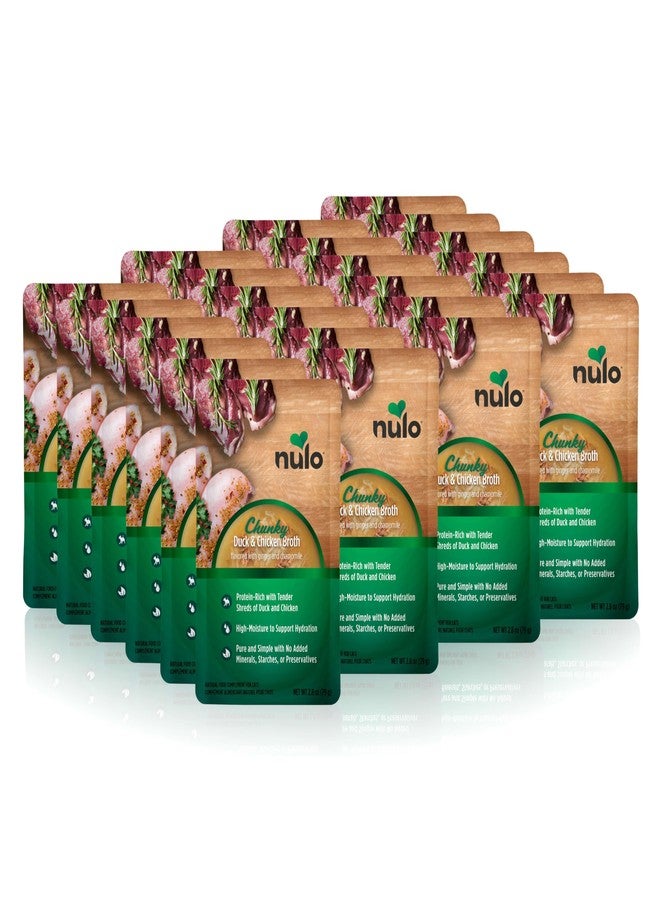Nulo FreeStyle Cat Broth Pouches - Chunky Duck & Chicken, High-Protein Wet Cat Food Topper Treat for Indoor & Outdoor Kittens and Adults, 24 x 2.8oz