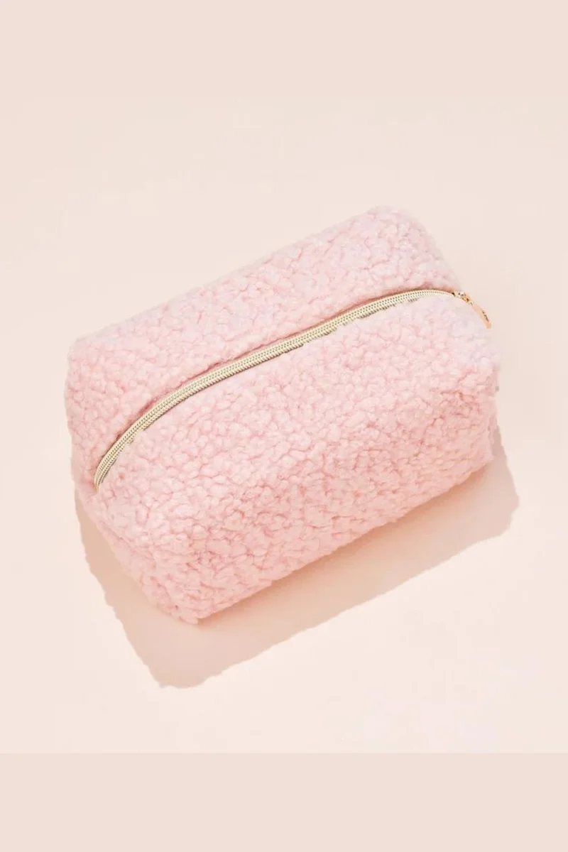 باهلس Teddy Plush Pink Medium Size Makeup Bag