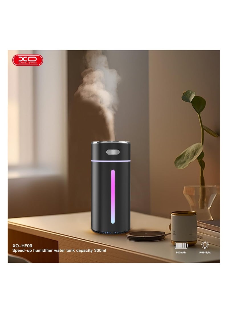 XO HF09 300ML RGB Light Car Air Purifier And Freshener Aromatherapy Diffuser Cool MistEfficient Air Freshener Portable For Car Home Office And Bedroom