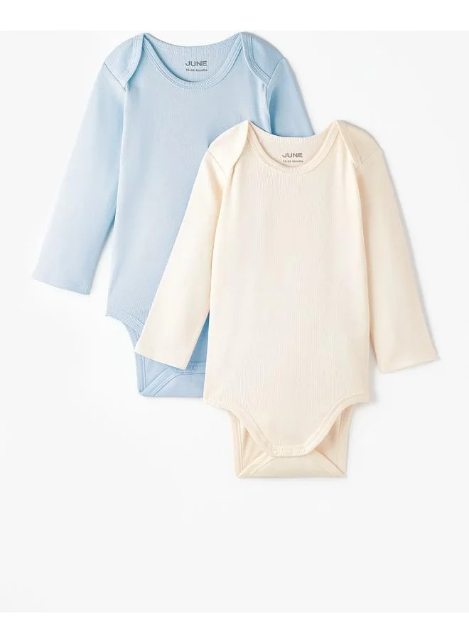 جون June Baby Camouflage 2-Pack Long Sleeve Bodysuit Mint - Ecru