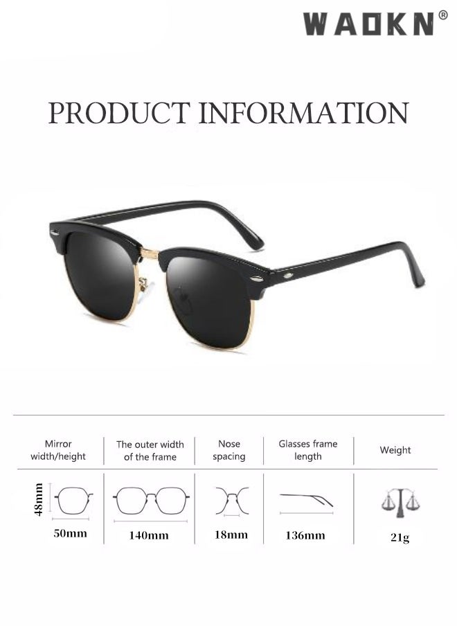 دبليو أيه أو كي أن نظارات شمسية مستقطبة للنساء والرجال، نظارات شمسية بحماية من الأشعة فوق البنفسجية 400 بإطار معدني نصفي، نظارات شمسية عصرية مضادة للتوهج للصيف في الهواء الطلق والسفر على الشاطئ والتخييم والقيادة - Image 4