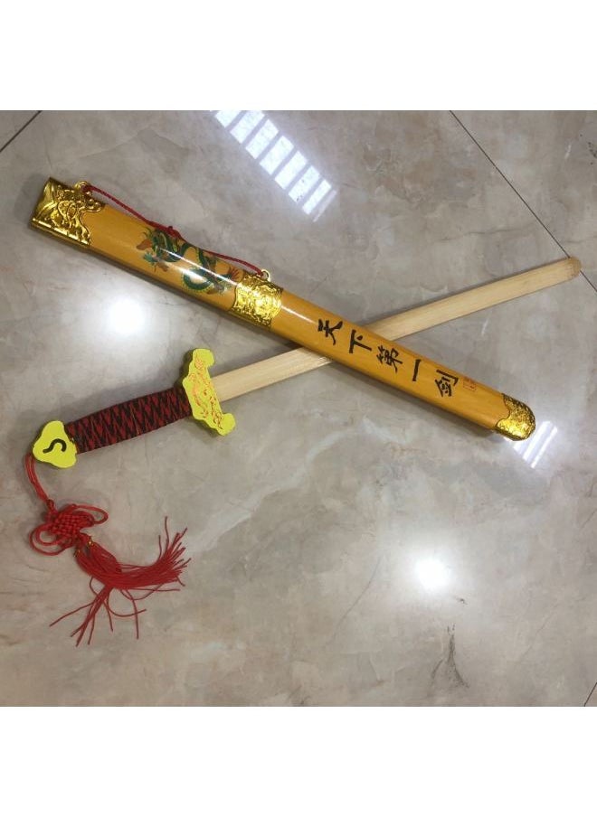 null - Dragon Sword Samurai Wooden Sword Shangfang Sword World First Sword Stall Selling Scenic Temple Fair Toys-Color:Retractable Sword Canvas Packing - Image 1