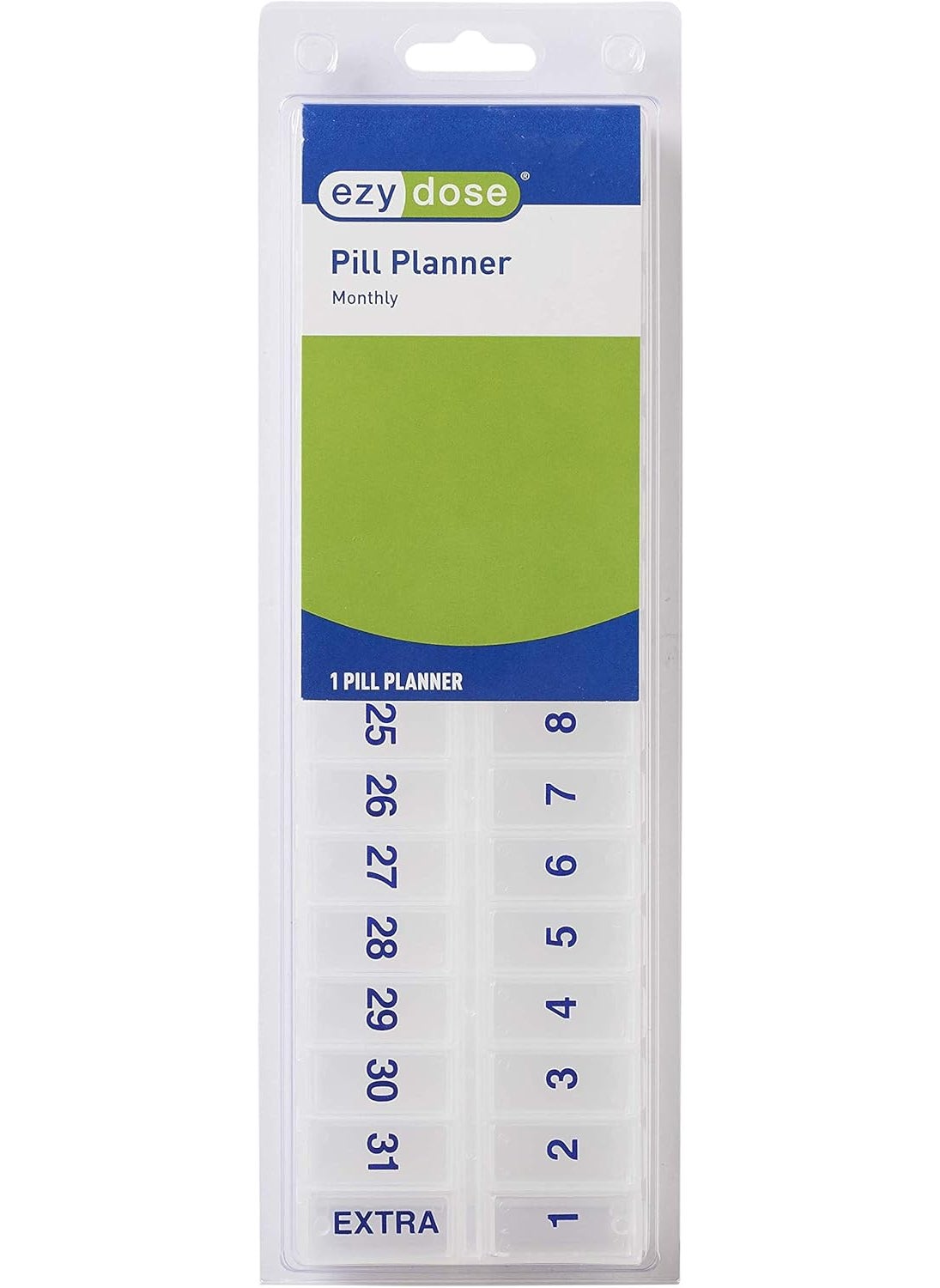 Ezy Dose EZY DOSE (31-Day) Monthly Pill, Medicine, Vitamin Organizer Box, Monthly, Daily Planner, Extra Storage Compartments, Transparent Lids, BPA Free 