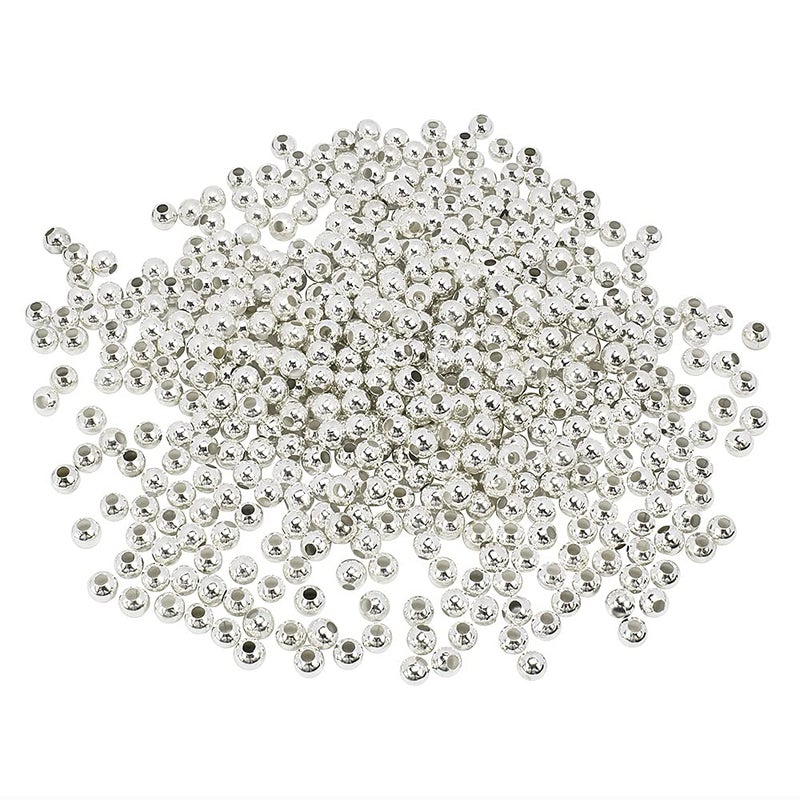 600 Pcs Silver Plated Smooth Round Metal Beads  Spacer Crimp Clamp End Stopper Beads 6 mm for Jewelry Making